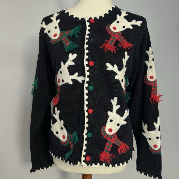 Marisa Christina Y2K 2000 Christmas Collection Cardigan Sweater Reindeer Knit - Picture 12 of 12